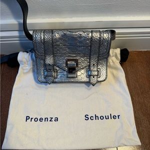 Proenza Schouler PS1 Mini Crossbody Bag in Silver snake print